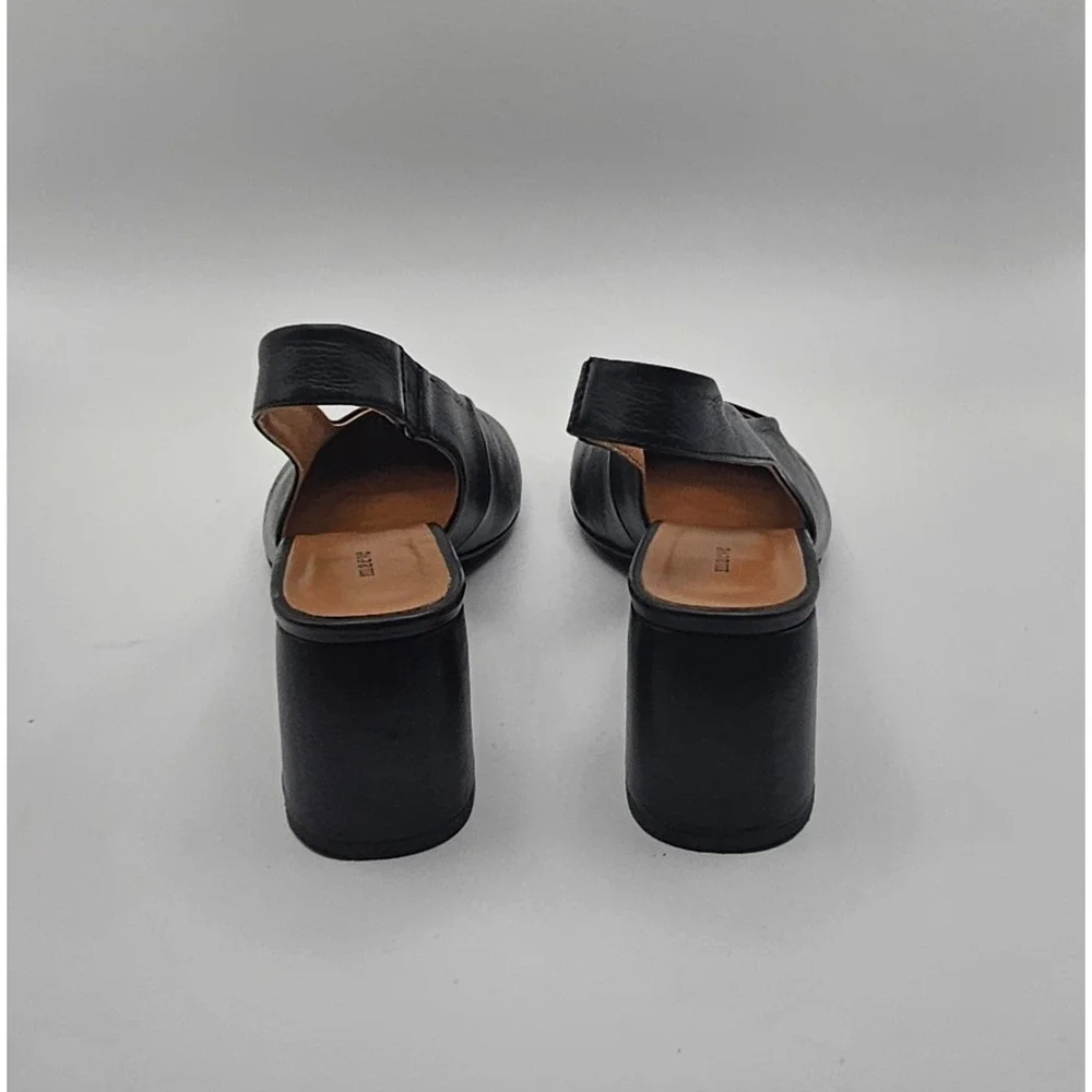 Maeve Glove Leather Slingback Heel Size 39 US 8 Black Round Toe Block Heel